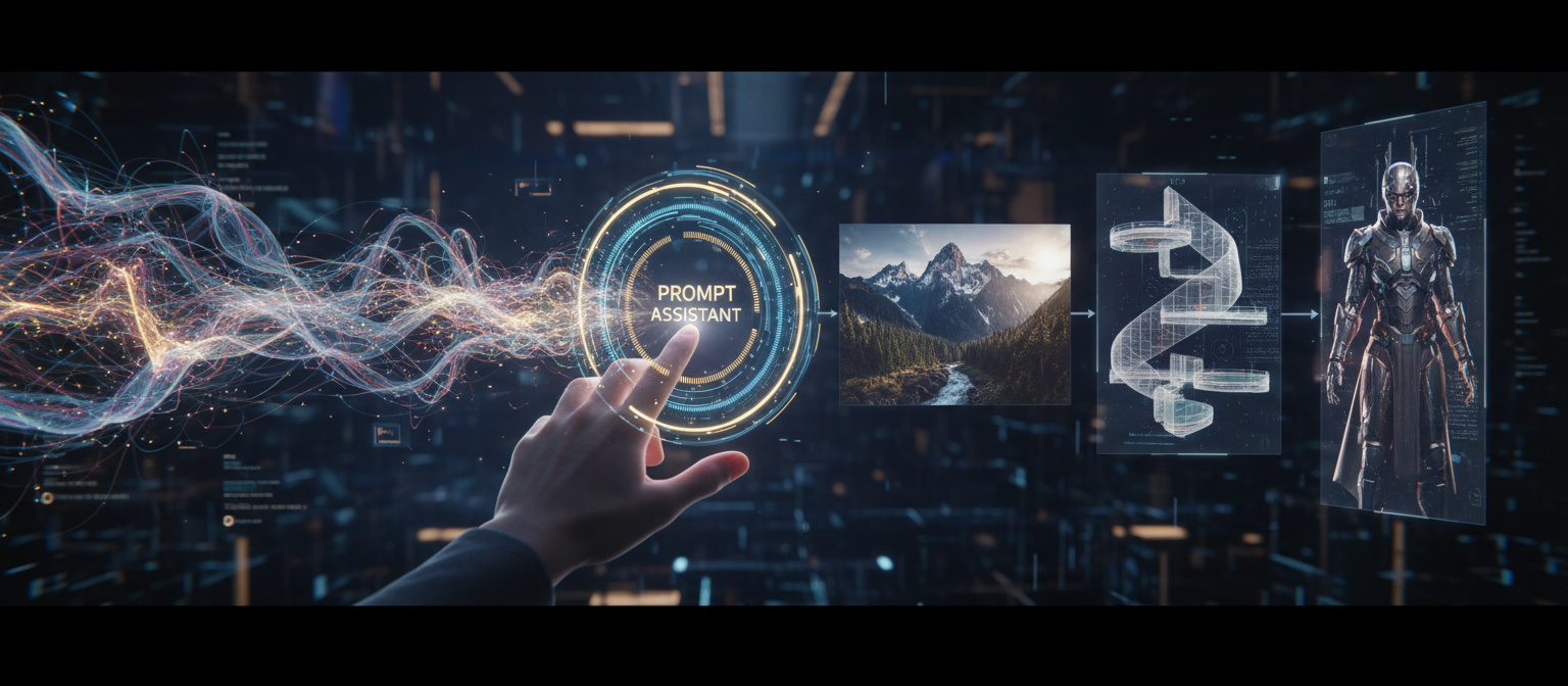 Fra Idé til <strong>Høy Troskap</strong>: Kraften i Vår <strong>Prompt-assistent</strong> og Multi-modell Tilgang - Illustration