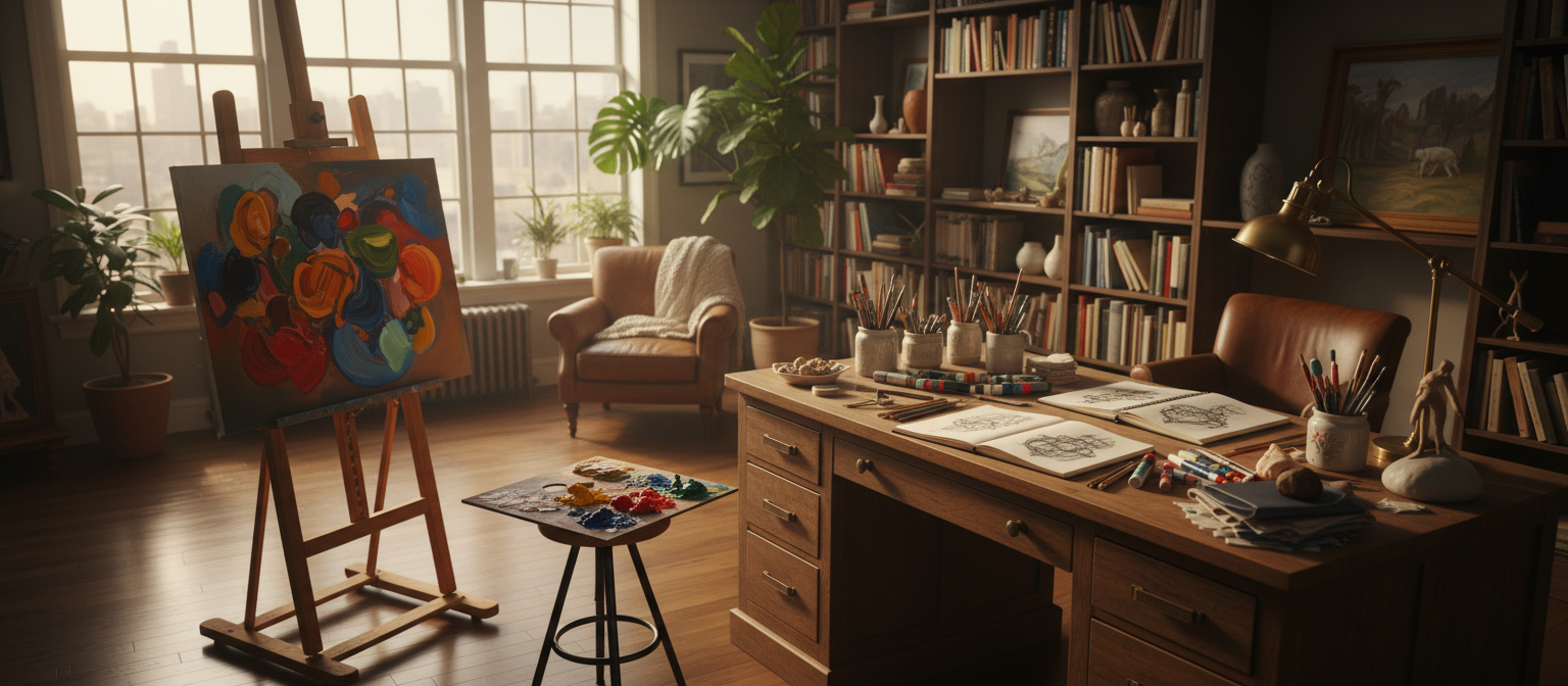 Din **Privata Ateljé**: En Fristad för Kreativitet - Illustration